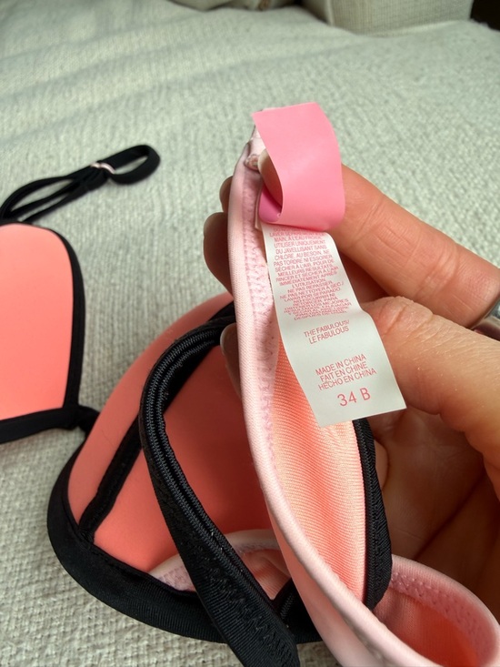 Victoria's Secret Pink and Black Padded Bikini Top - Picture 3 of 3